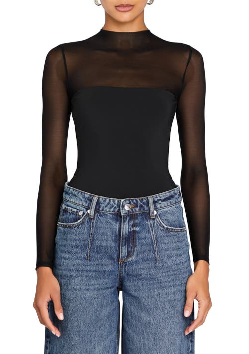 Shop Ser.o.ya Brandi Mesh Bodysuit In Black