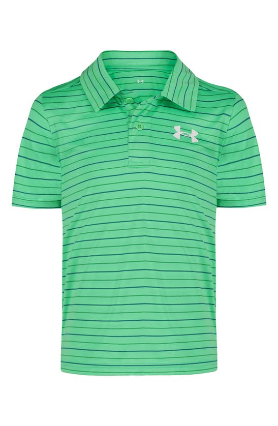 Shop Under Armour Kids' Match Play Stripe Performance Polo In Matrix Green