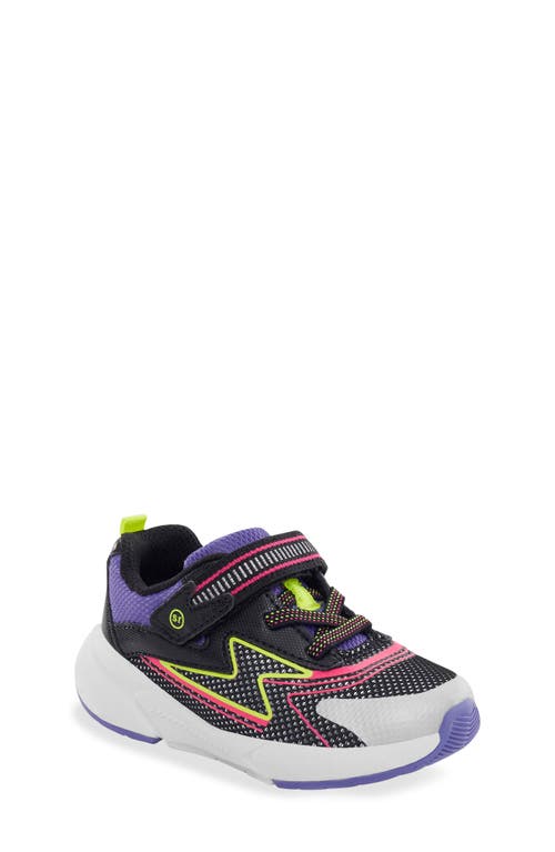 Stride Rite Kids' Lighted Cosmic 2.0 Trainer In Black/neon