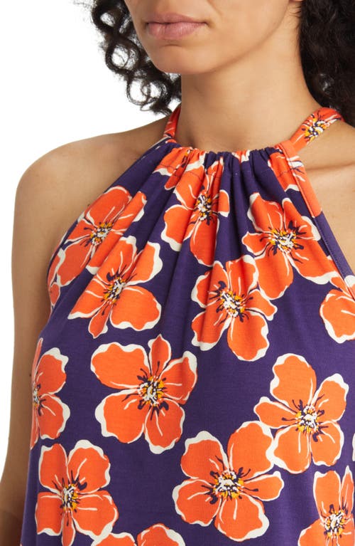 Shop Loveappella Floral Print Tank In Navy/coral