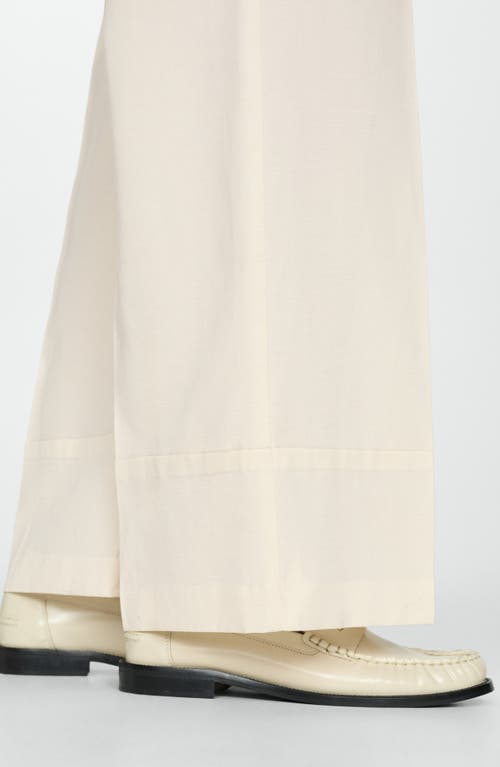 Shop Mango Pleat Front Lyocell Wide Leg Pants In Ecru