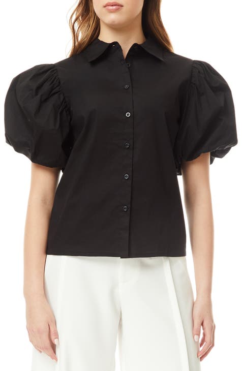 Abigail Puff Sleeve Button-Up Top