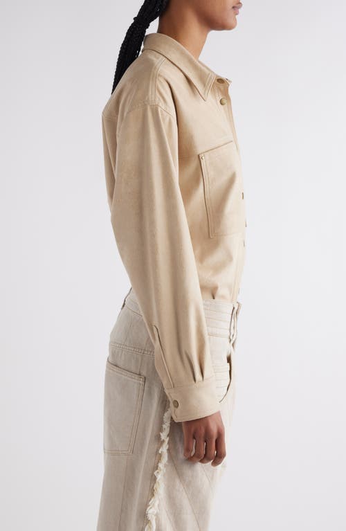 Shop Isabel Marant Gabiela Faux Suede Snap-up Shirt In Light Beige