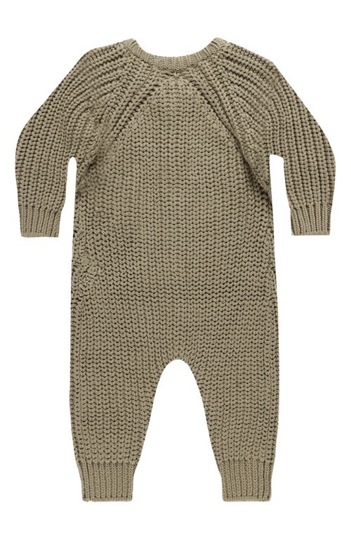 Shop Quincy Mae Organic Cotton Chunky Knit Jumpsuit In Olive