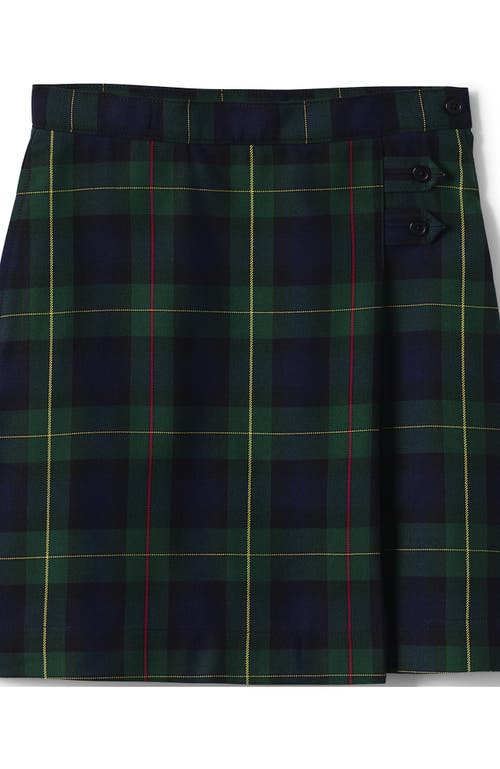 Lands' End School Uniform Girls Plaid A-line Skirt Below The Knee In Hunter/classic Navy Plaid
