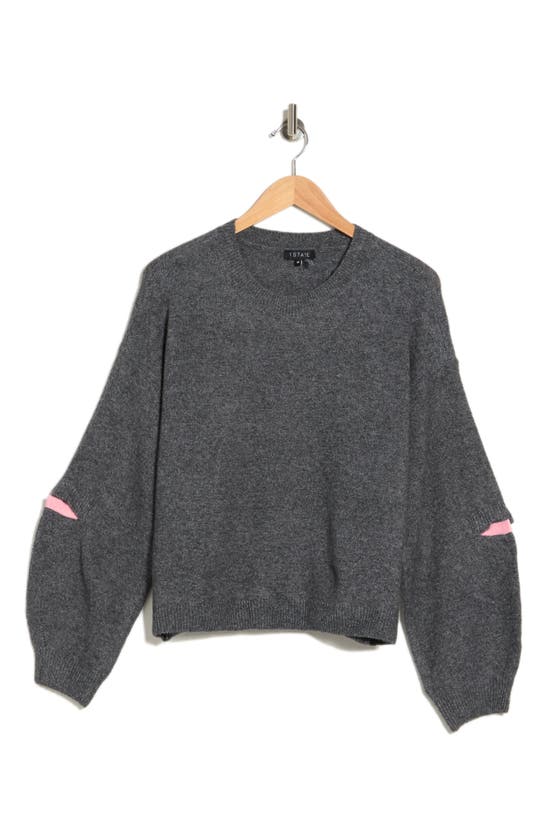 1.state Elbow Cut-out Puff Sleeve Sweater In Grey