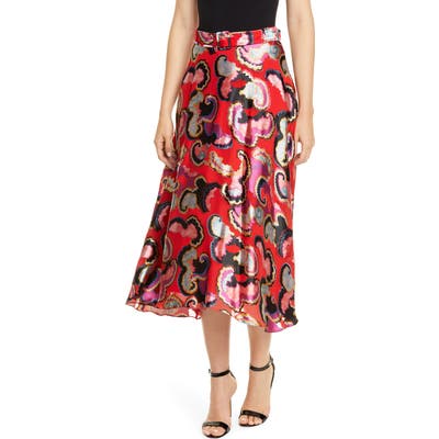 Saloni Judith Fil Coupe Midi Skirt, Red