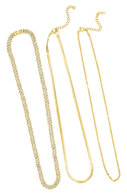 Adornia Set Of 3 Mixed Chain Necklaces In Gold