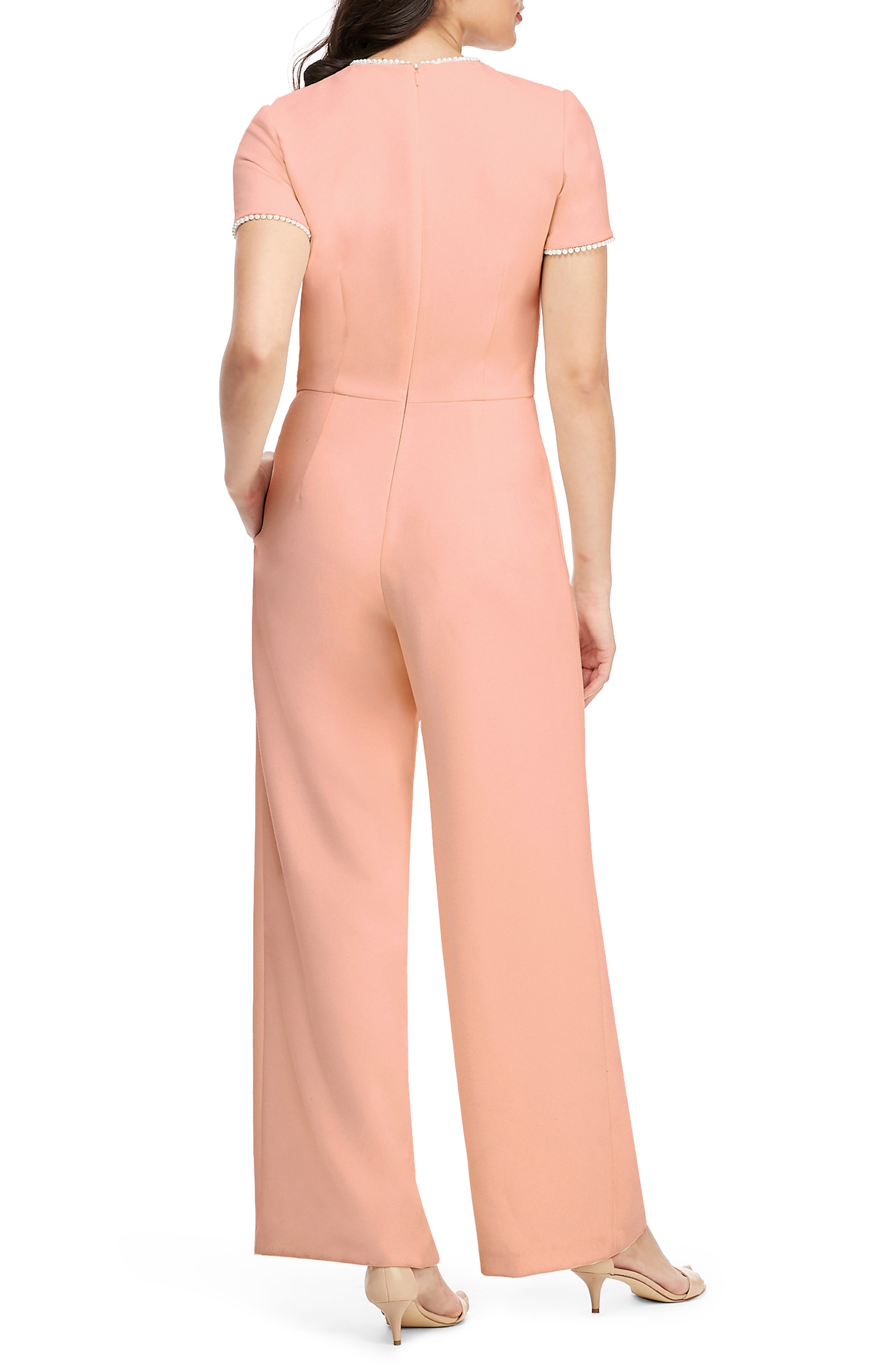 gal meets glam pearl trim jumpsuit