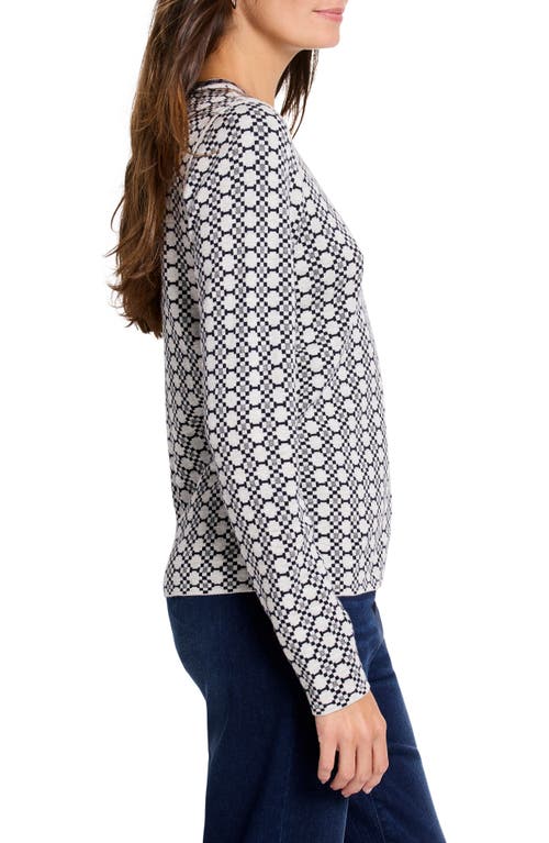 Shop Nic + Zoe Nic+zoe Geo Reversible Knit Top In Indigo Multi