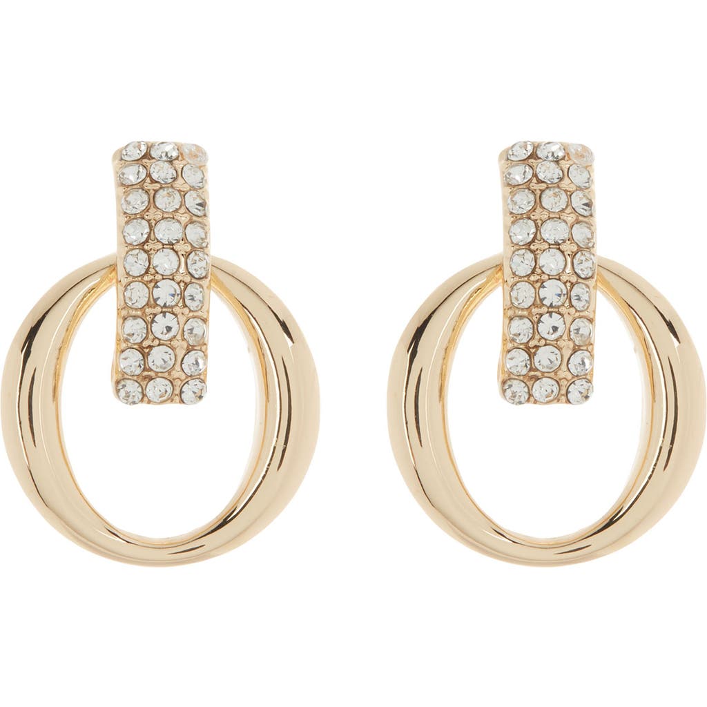 Shop Anne Klein Crystal Post & Ring Drop Earrings In Gold/crystal