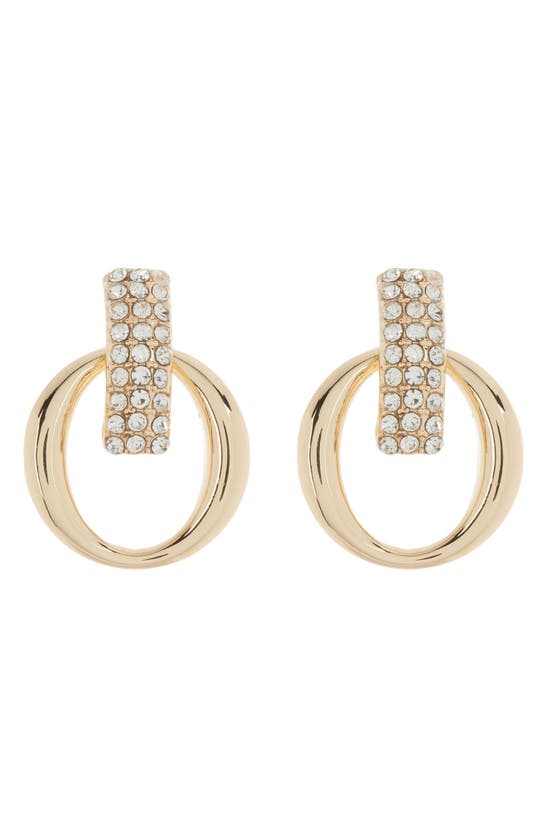 Anne Klein Crystal Post & Ring Drop Earrings In Gold/ Cry
