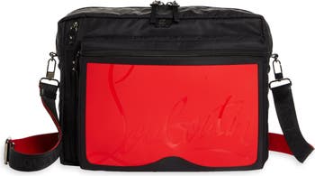 Loubideal Leather Trimmed Messenger Bag in Black - Christian Louboutin