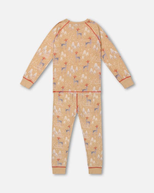 Shop Deux Par Deux Baby Unisex Organic Cotton Kid Two Piece Family Christmas Pajama Set In Printed Christmas Deer