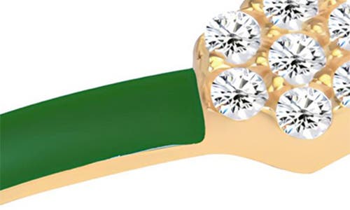 Gabi Rielle Pavé Crystal Enamel Bypass Ring In Gold/green