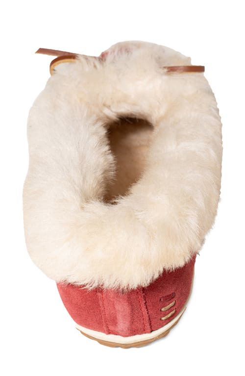 Minnetonka Ultimate Genuine Shearling Slipper In Red
