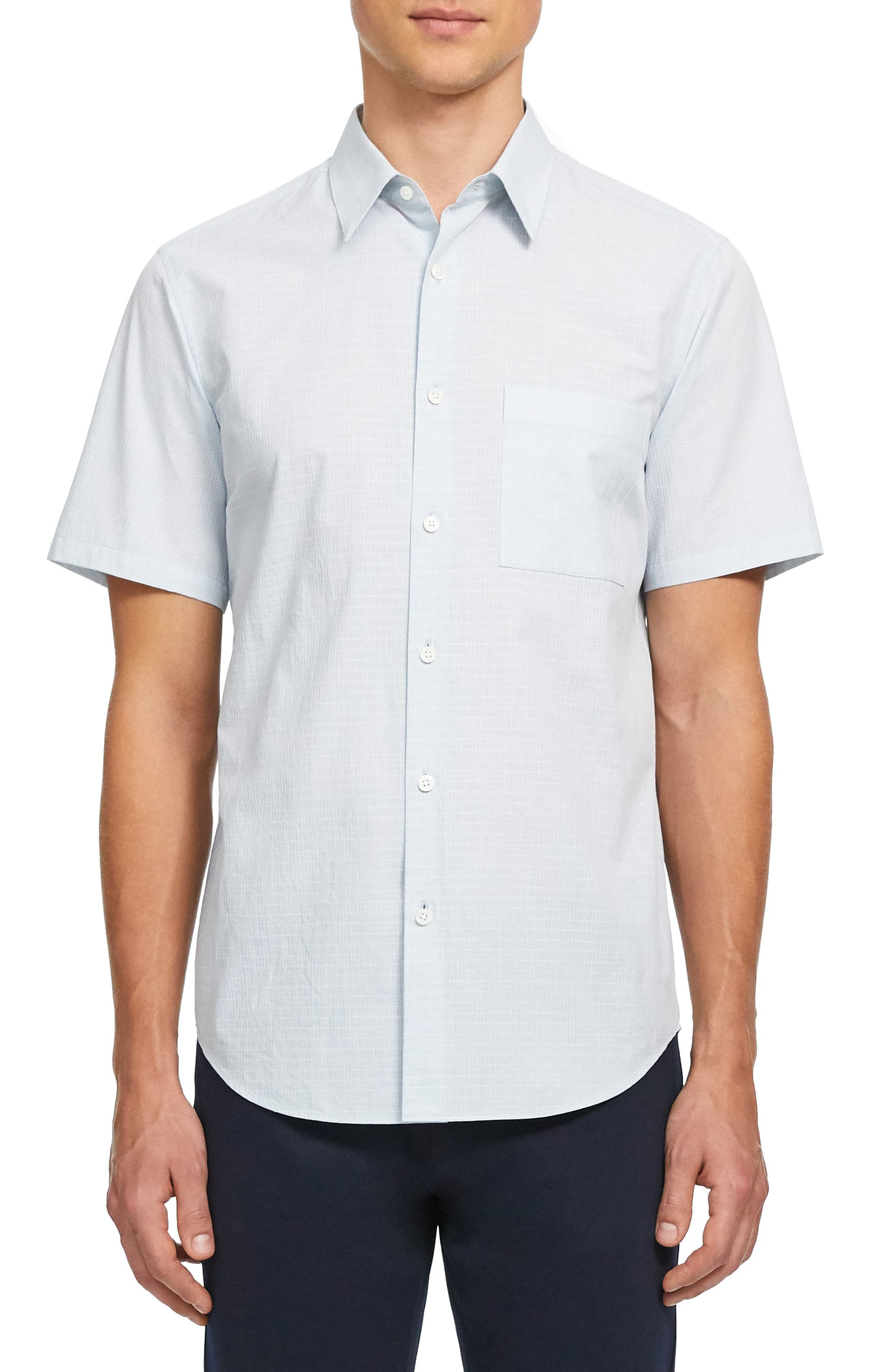 Theory Irving Column Slim Fit Short Sleeve Button Up Shirt Hautelook