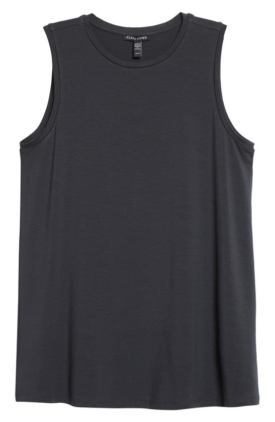 Eileen Fisher Crewneck Long Tank In Graphite