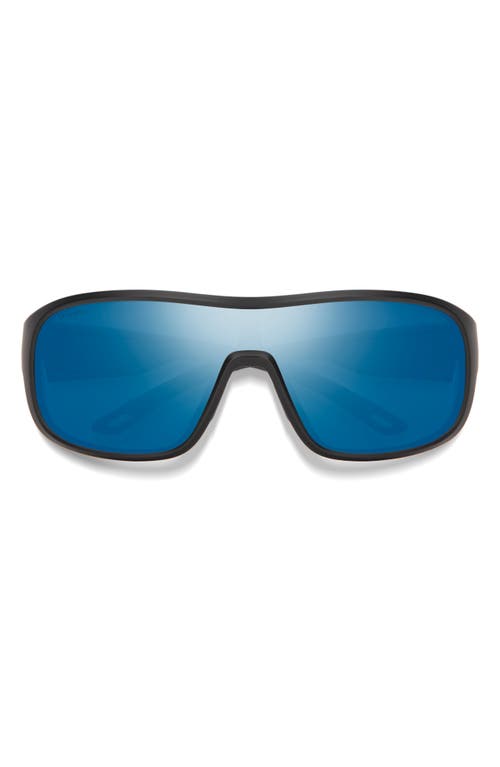 Smith Spinner 134mm ChromaPop Polarized Shield Sunglasses in Matte Black /Blue Mirror at Nordstrom