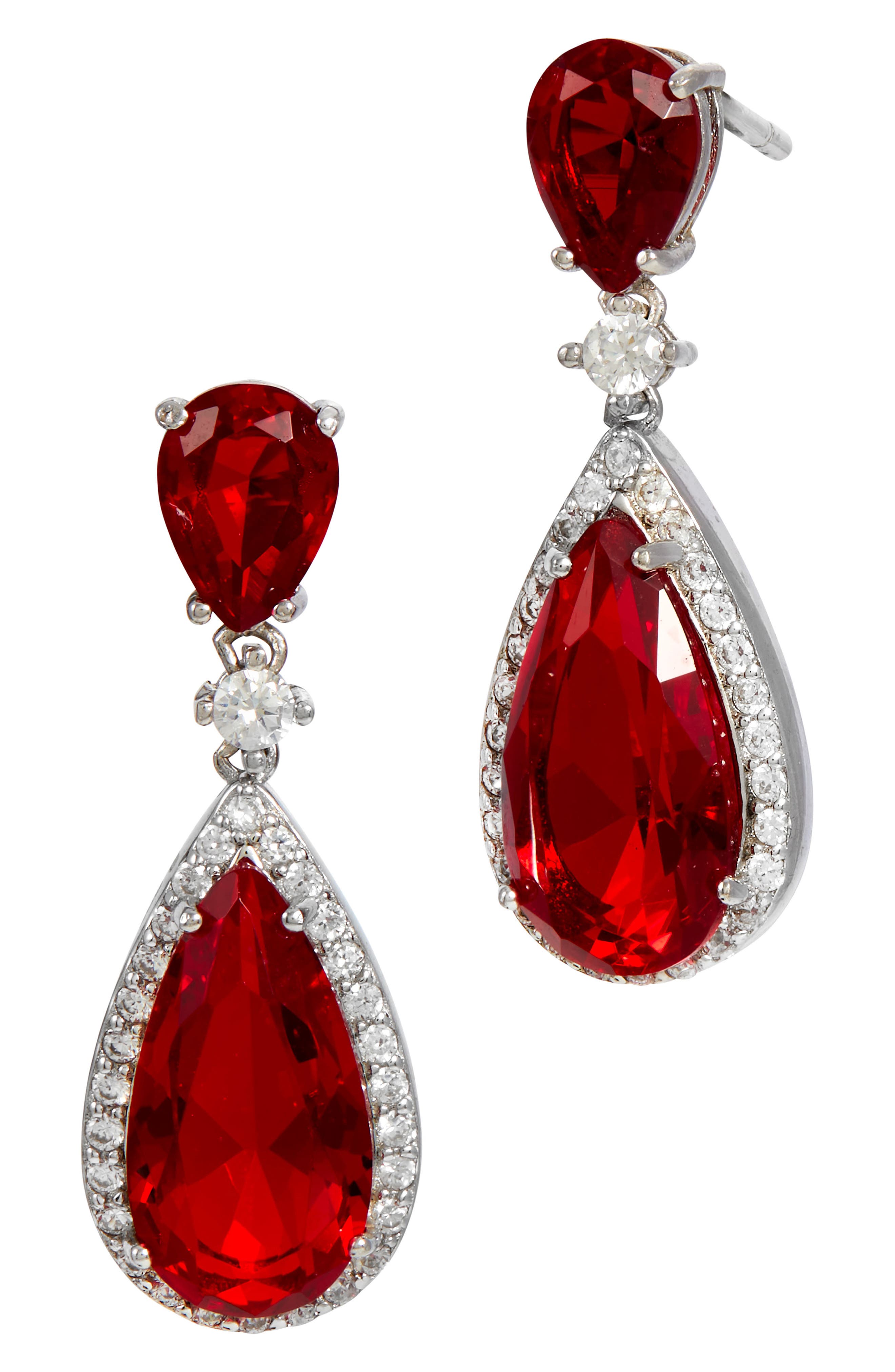 red pendant earrings