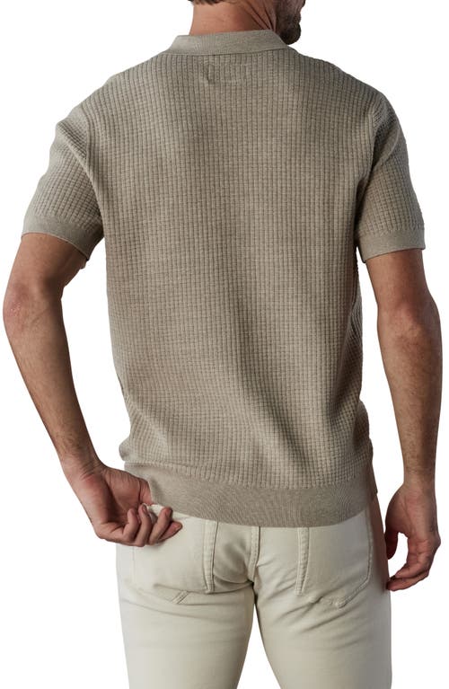 The Normal Brand Waffle Stitch Short Sleeve Polo Sweater In Flax