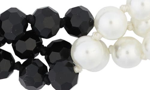 Shop Tasha Imitation Pearl & Bead Two-tone Necklace In Ivory/black