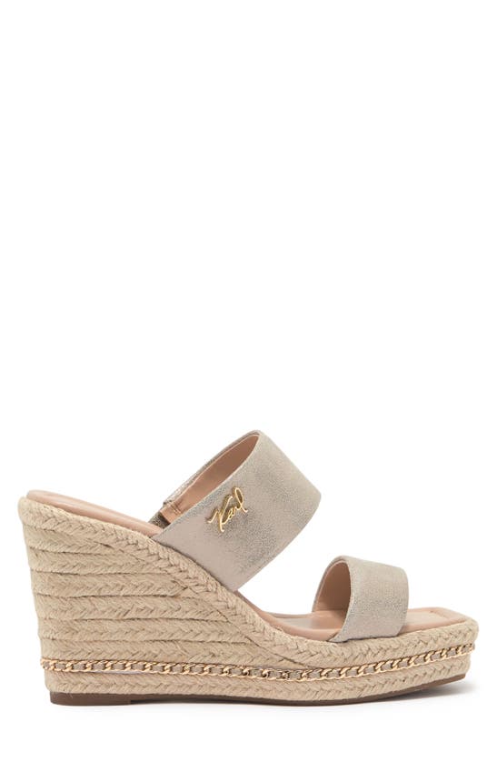 Karl Lagerfeld Cambia Chain Espadrille Platform Wedge Mule In Champagne