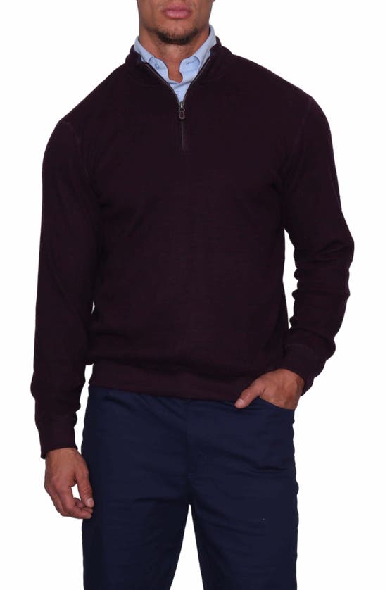Tailorbyrd Cozy Quarter Zip Pullover Sweater In Berry