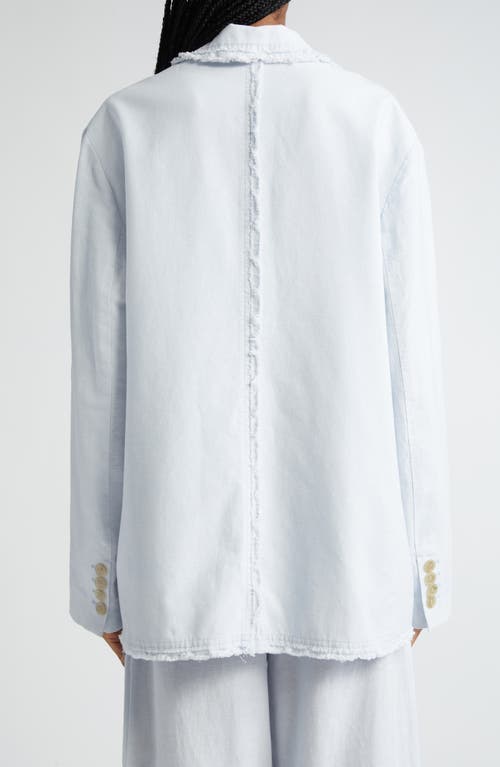 Shop Acne Studios Jimoni Raw Edge Cotton & Linen Blazer In Pale Blue