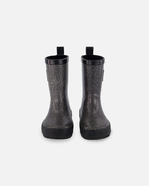 Deux Par Deux Baby Girl's Rain Boots Glittering Black at Nordstrom, Size 5