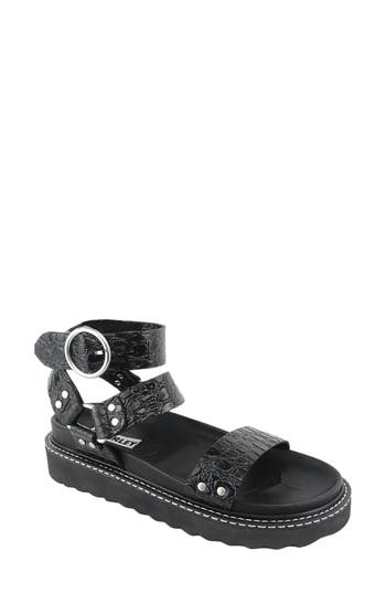 Caverley Burt Platform Sandal In Black Croc