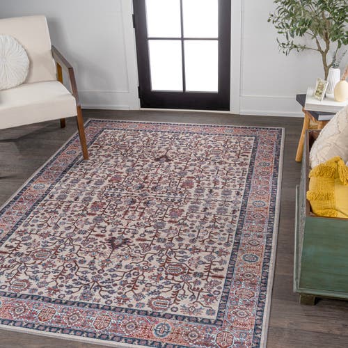 Shop Jonathan Y Kemer All-over Persian Machine-washable Area Rug In Beige/red/blue