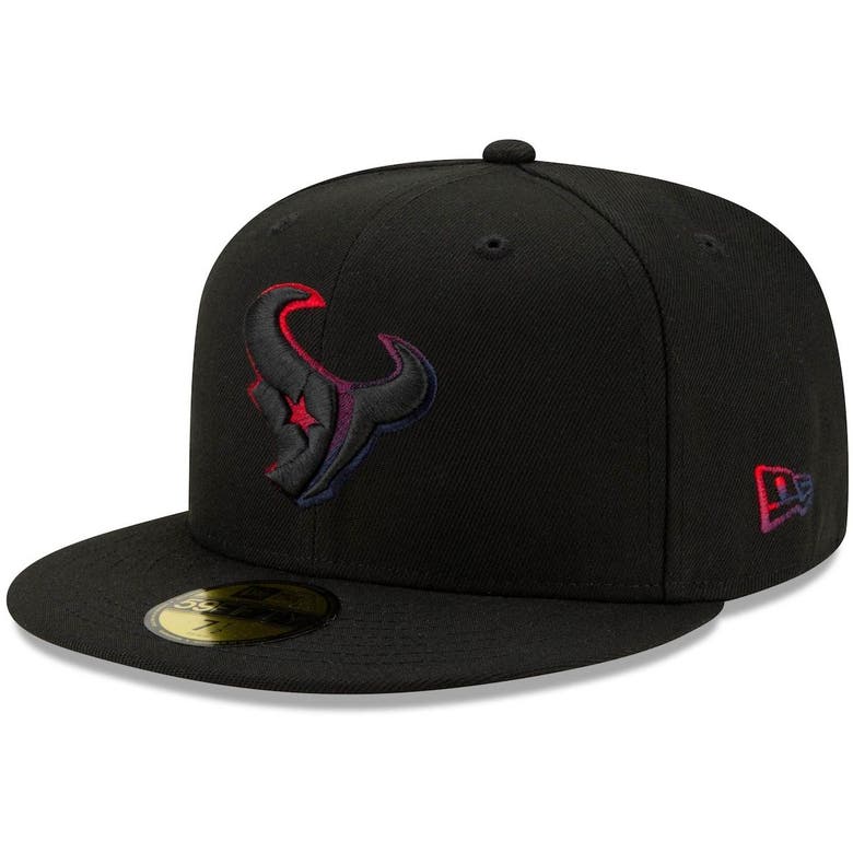 New Era Men's Black Houston Texans Logo Color Dim 59fifty Fitted Hat ...