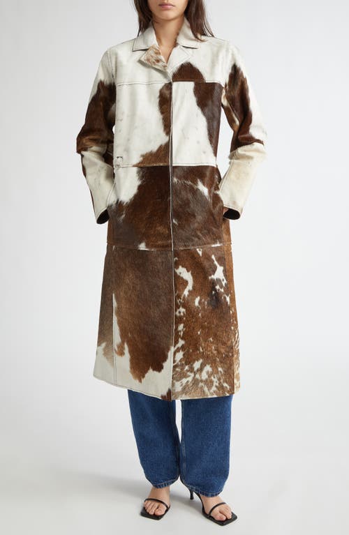 Shop Saks Potts Gio Genuine Calf Hair Coat In Brown/white Cow