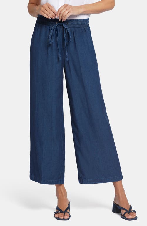 NYDJ Jayne Denim Ankle Wide Leg Drawstring Pants in Indigo Ocean at Nordstrom, Size Large P