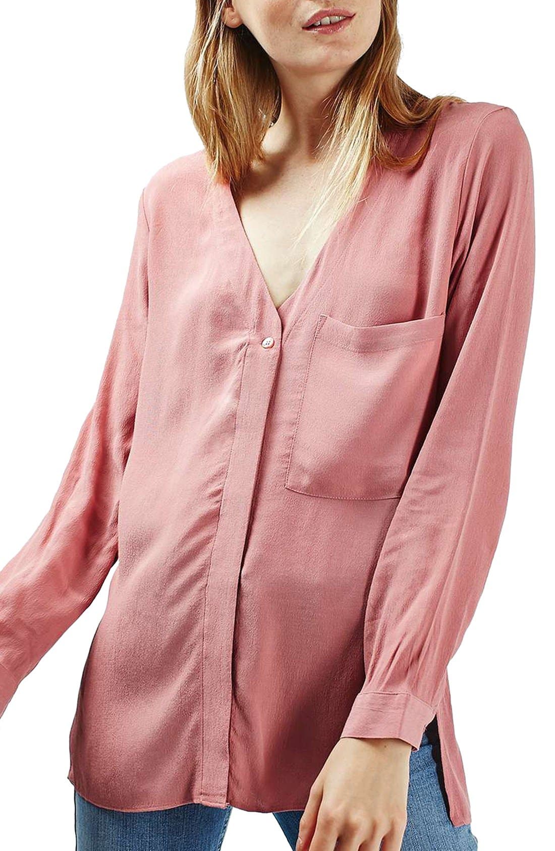 Slouchy Pocket Long Sleeve Blouse Nordstrom