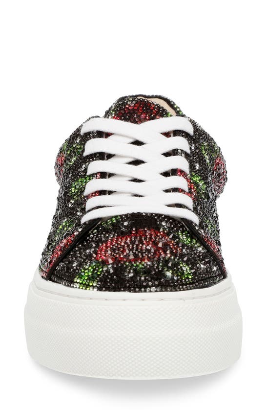 Shop Betsey Johnson Sidny Crystal Pavé Platform Sneaker In Black Polka Dot