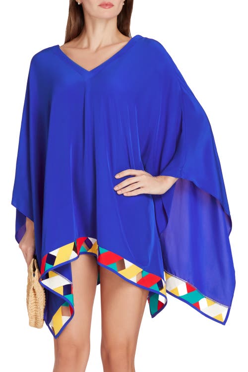 Valimare Bandage Hem Chiffon Cover-up Poncho In Blue