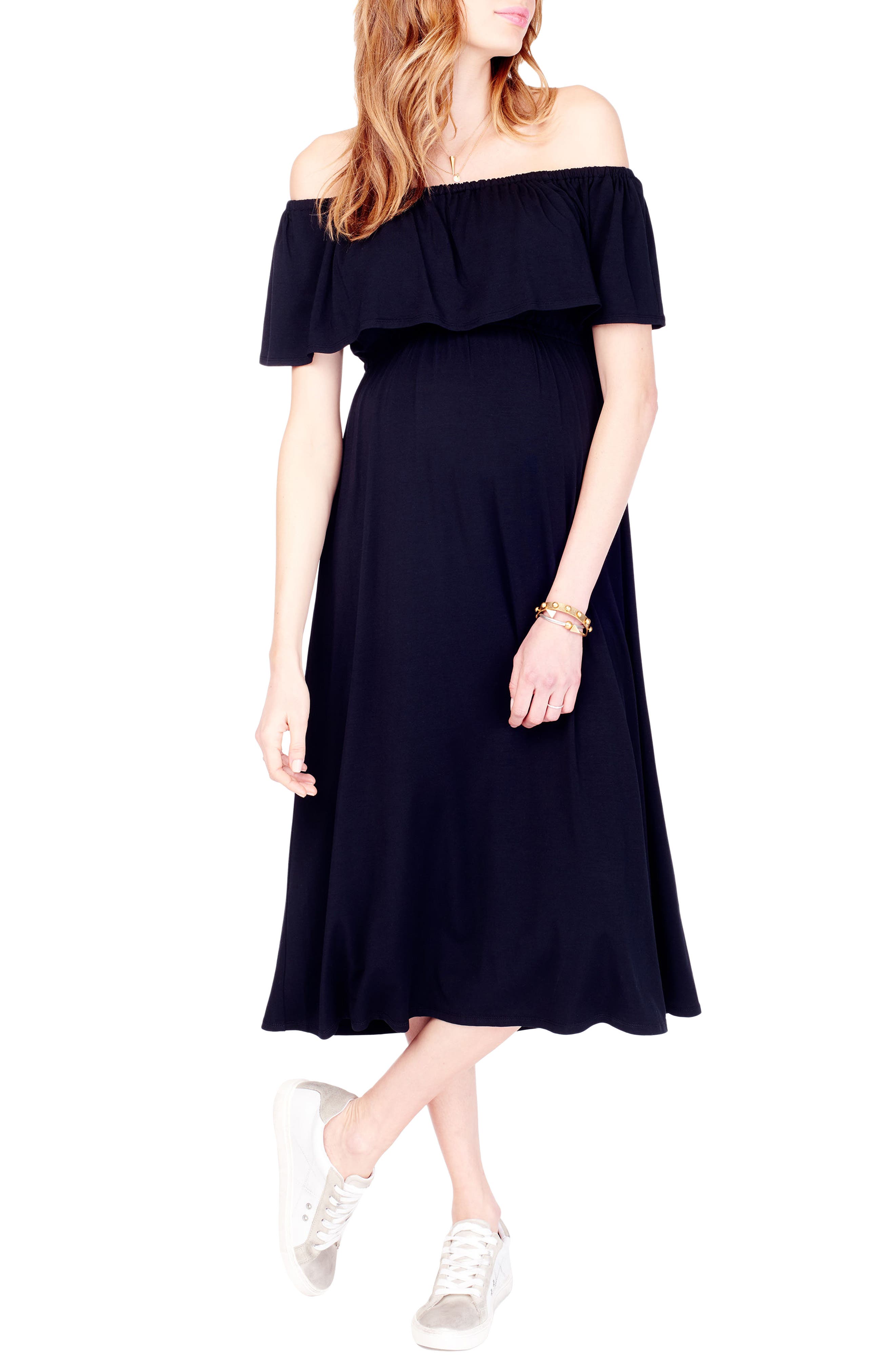 Ingrid & Isabel Off The Shoulder Maternity Midi Dress