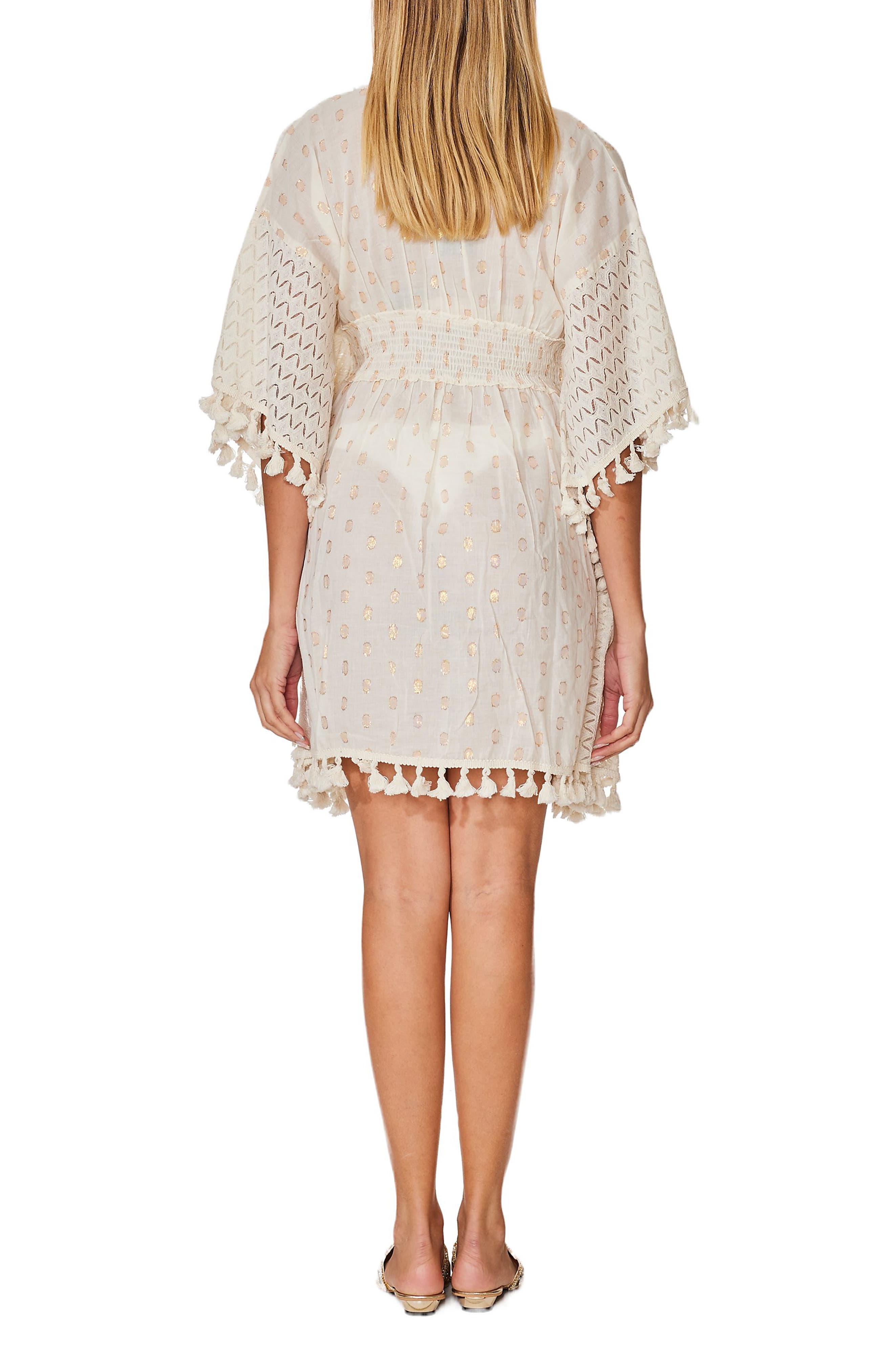 RANEES Smocked Tassel Cotton CoverUp Dress Nordstromrack