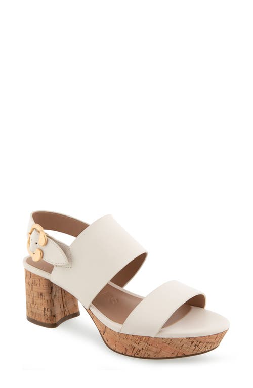 Shop Aerosoles Camera Platform Sandal In Eggnog Leather W/cork