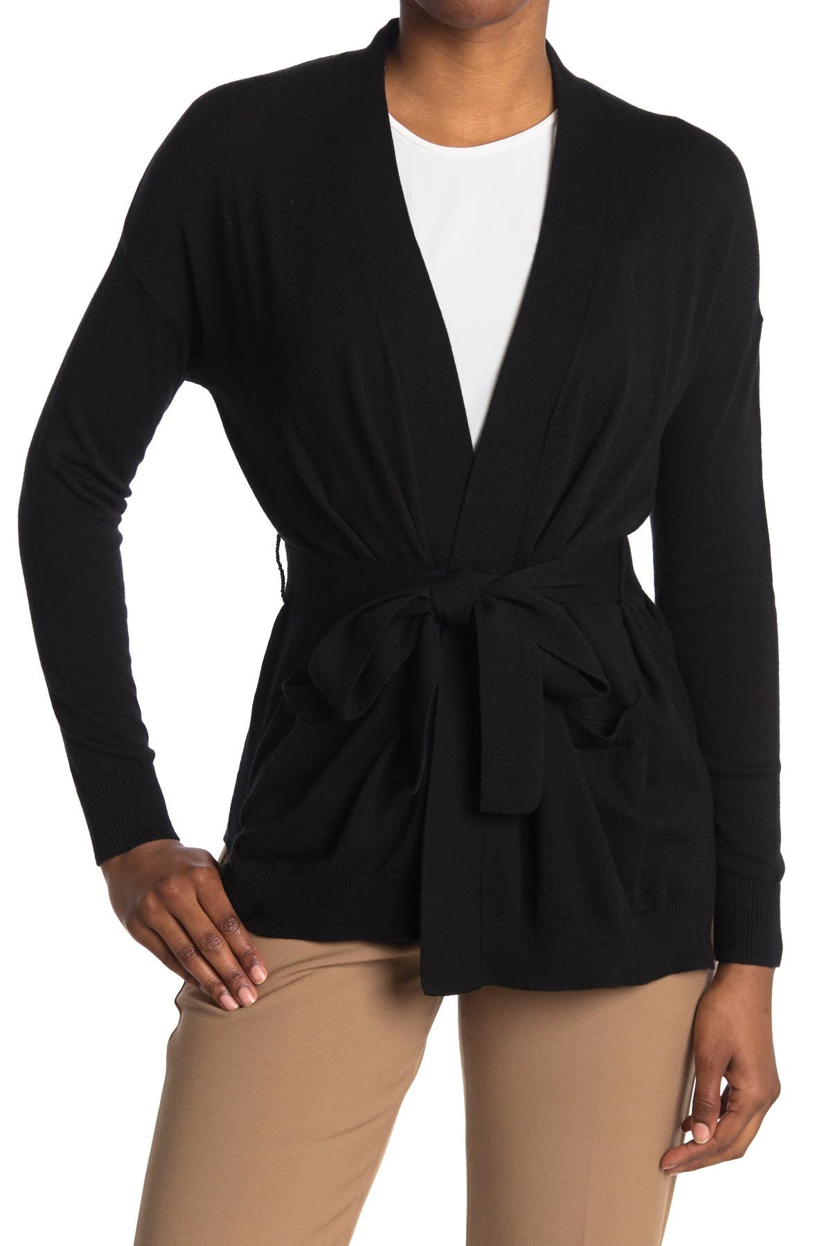 Amicale Belted Cardigan In Black