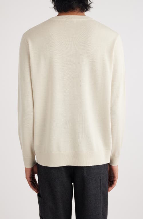 Shop Dries Van Noten Muchi Merino Wool Crewneck Sweater In Ecru