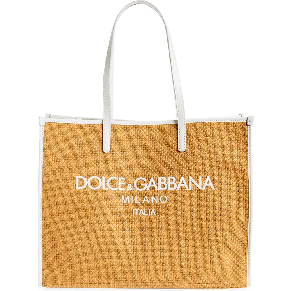 Dolce & Gabbana Dolce&gabbana Shopping Raffia Tote In Ruster/cop