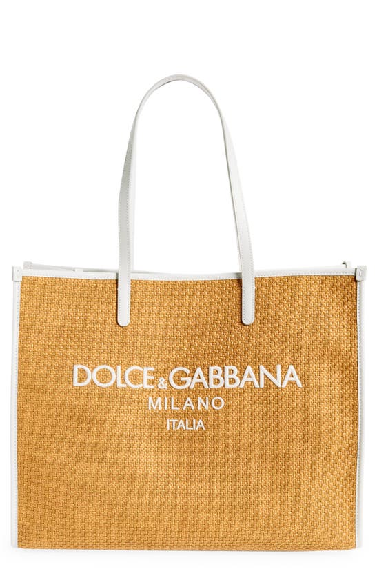 Shop Dolce & Gabbana Shopping Raffia Tote In Ruster/ Cop