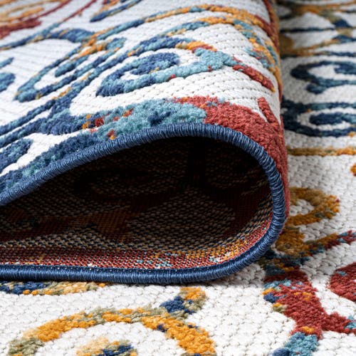 Jonathan Y Atrani Scroll Trellis Indoor/outdoor Area Rug In Cream/blue/red