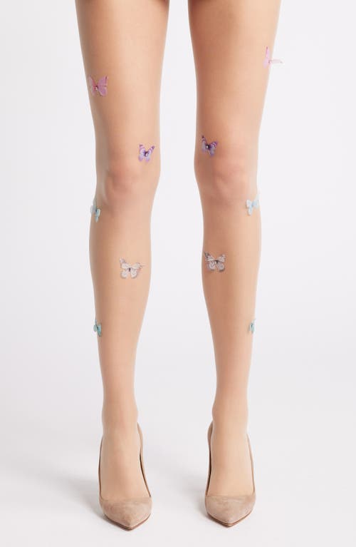 High Heel Jungle Pixie Butterfly Tulle Tights In Beige