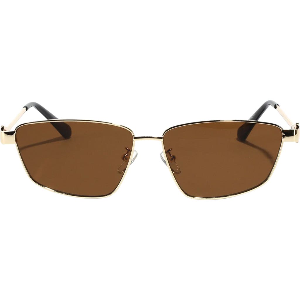 Fifth & Ninth Cleo 60mm Polarized Geometric Sunglasses In Brown/gold