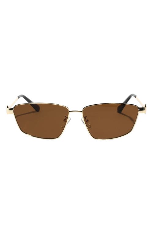 Cleo 60mm Polarized Geometric Sunglasses in Brown/Gold