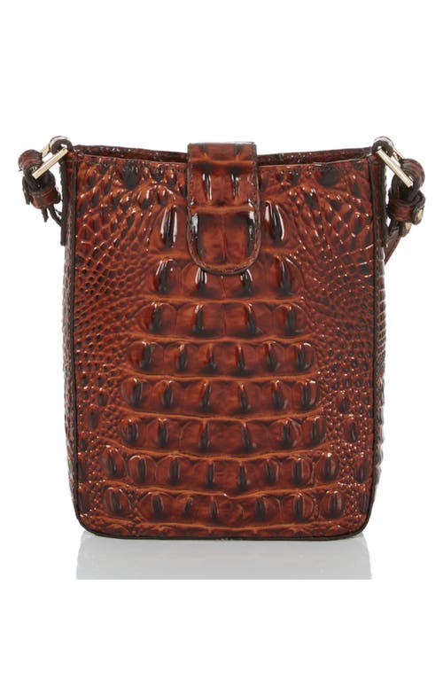 Brahmin Marley Croc Embossed Leather Crossbody Bag In Pecan